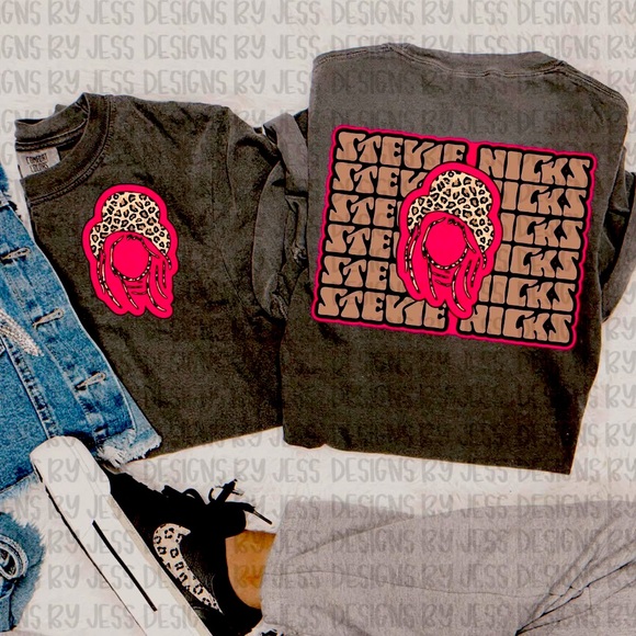 Stevie Nicks Graphic Tee with Pink and Leopard Print Comfort Colors Small-2X - Picture 1 of 1
